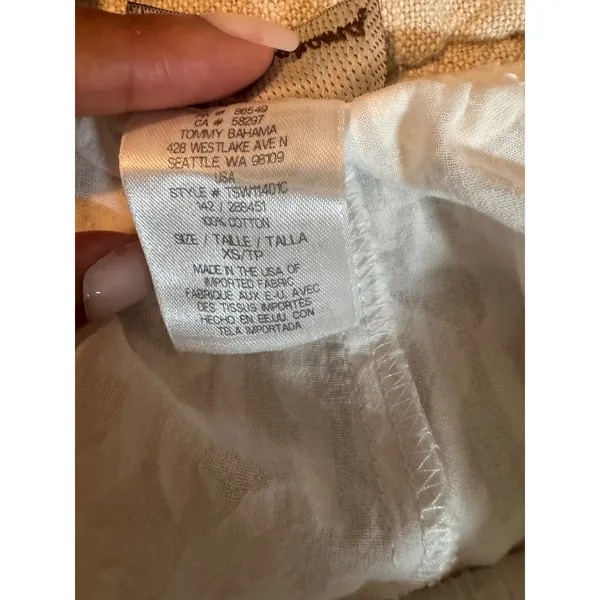 Tommy Bahama Womens White Cotton Jacquard Wide Leg Drawstring Pants XS - Image 7