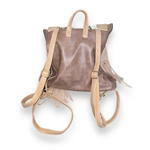 Bohemian Faux Leather & Tassels Beaded Backpack - Image 2