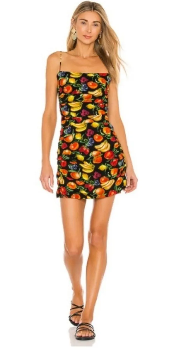 NWT We Wore What Ronnie Ruched Fruit Print Mini Dress Size XL - Image 2
