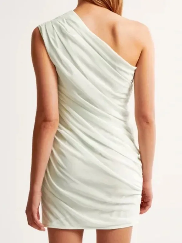 Abercrombie & Fitch One-Shoulder Chiffon Mini Dress Light Mint Green M Tall NWT - Image 2