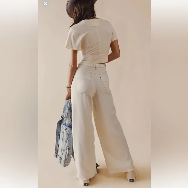 Free People Old West Slouchy Jeans in White - Image 3