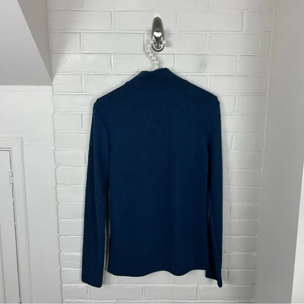 Lularoe Blue Ribbed Mock Neck Lightweight Knit Long Sleeve Size S - Image 8