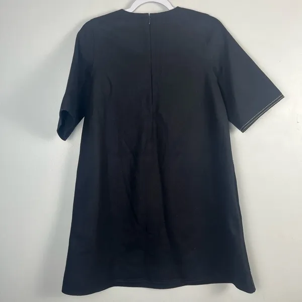 Cos topstitched black wool/cashmere mod short sleeve dress size 2 - Image 10