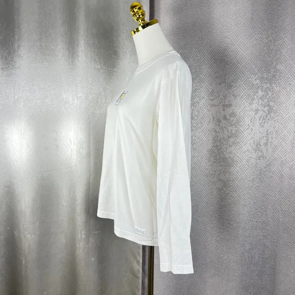 Life is Good Womens White Cotton Long Sleeve Holiday Dog Graphic Tee Shirt S - Image 3