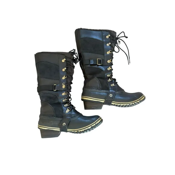 Sorel Conquest Carly Boots Womens 8 Black Suede Leather Waterproof Tall Riding - Image 8