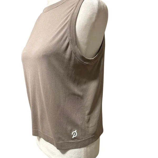 Peloton Women’s Size XS S Tank Top Sleeveless Shirt Workout Athletic Taupe - Image 2
