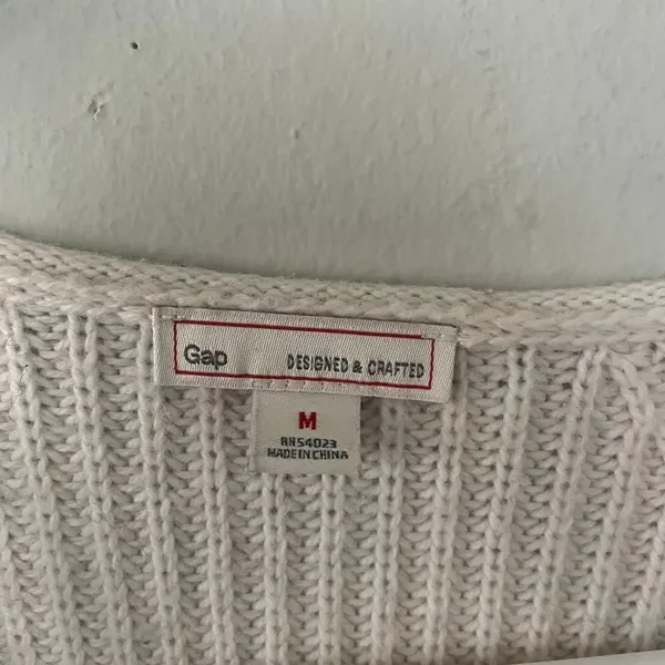 Gap white cream long sleeved knit sweater casual‎ comfortable warm wool cotton - Image 3
