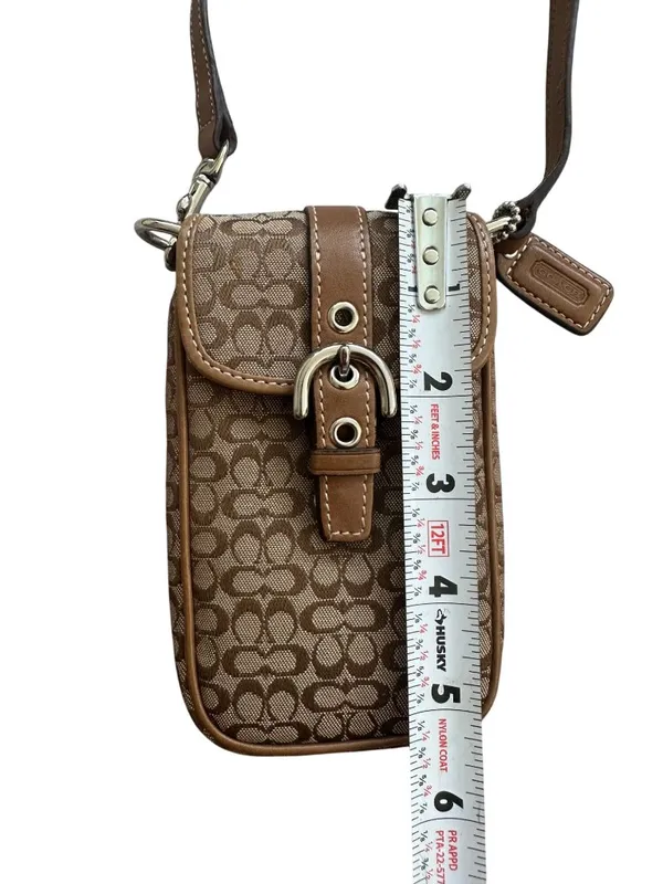 COACH Vintage Brown Logo Buckle Mini Crossbody Bag - Image 11
