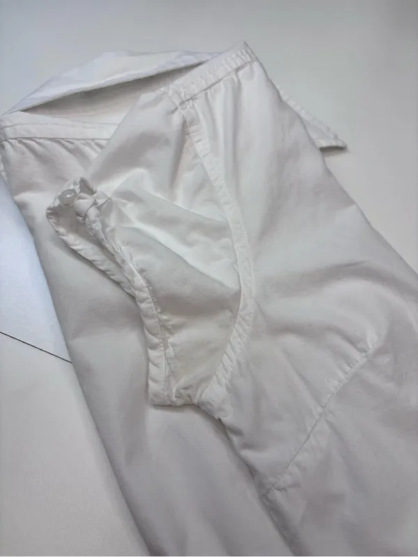 Lefties Zara Crisp White Short Cap Sleeve Button Down Cotton Blouse Size M MEX28 - Image 7