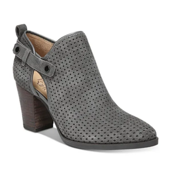 Franco Sarto Womens Olive Taupe Perforated‎ Suede Side Cutout Ankle Booties 6.5 - Image 2