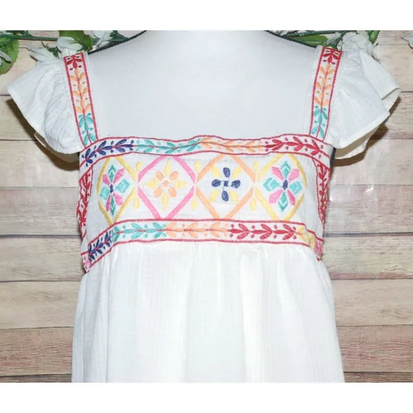Blu Pepper Embroidered Peasant Top Ruffle Sleeve Size L Babydoll Boho Festival - Image 2