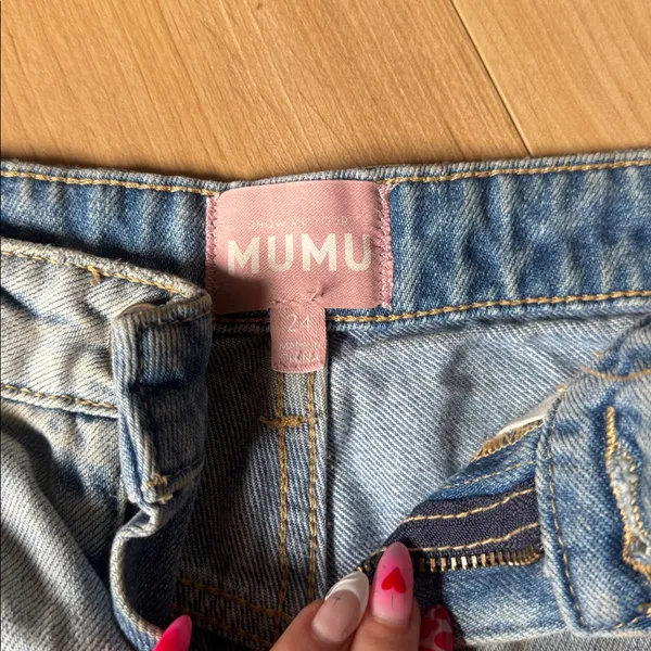 Show Me Your MuMu Light Blue Distressed Jean Shorts - Image 2