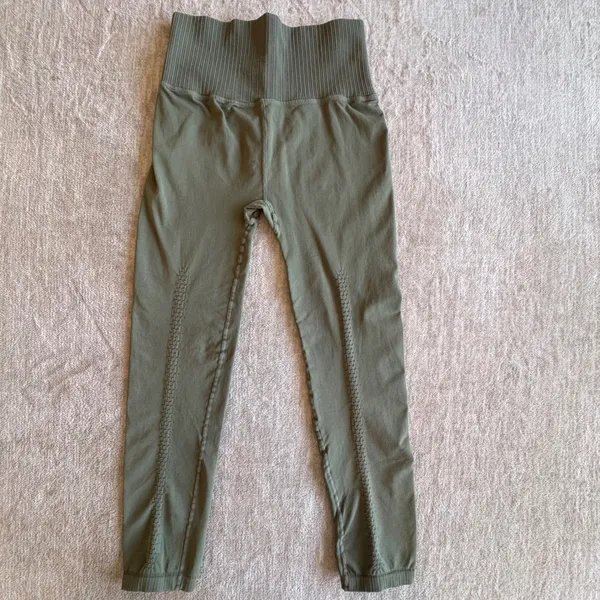 Free People Movement Good Karma Leggings Womens S/M‎ Sage Green High Rise Ribbed - Image 3