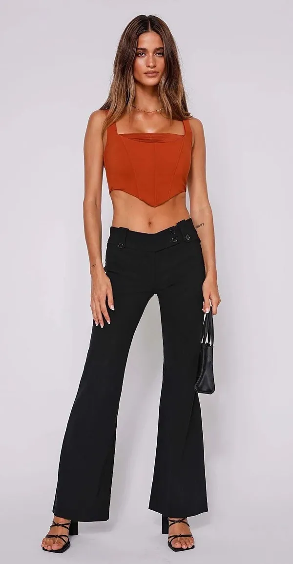 Tiger Mist Red Rust Geneva Corset Crop Top - Image 5