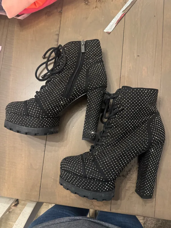 Jessica Simpson Irella Platform Combat Boot Size 8 Rhinestones - Image 2