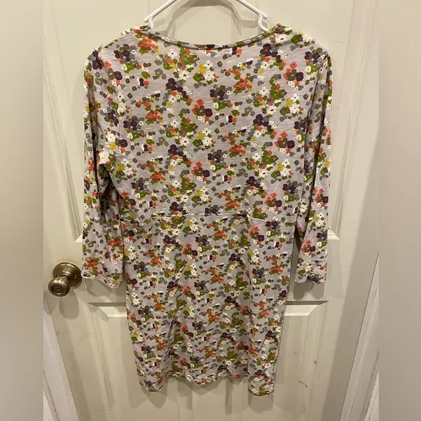 Boden Floral‎ Empire Waist Mini Dress Floral 3/4 Sleeve Slub Knit 8 Cottagecore - Image 5