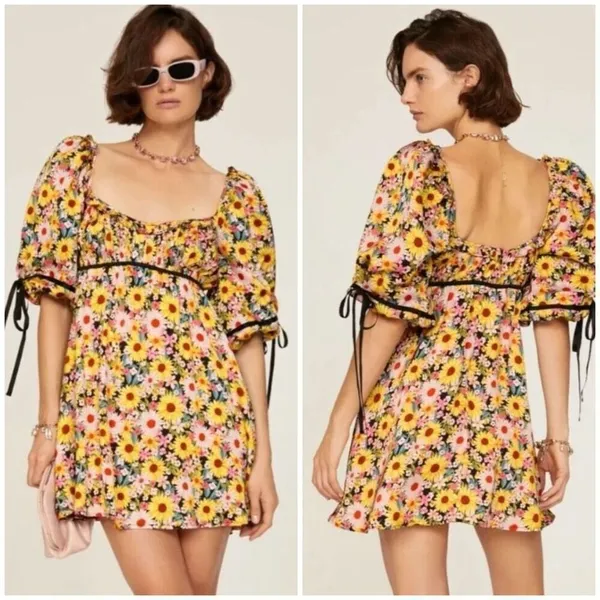 New For Love & Lemons Sylvia Puff Sleeve Mini Dress Size S - Image 2