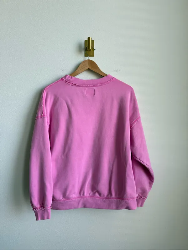 Free People FP Movement Metti Crewneck Sweatshirt Pink Oversized XS - Image 10