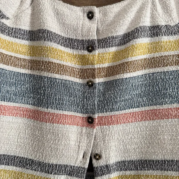 MADEWELL | Texture and Thread | Nubby Knit Striped Button down Boho Top | Medium - Image 3