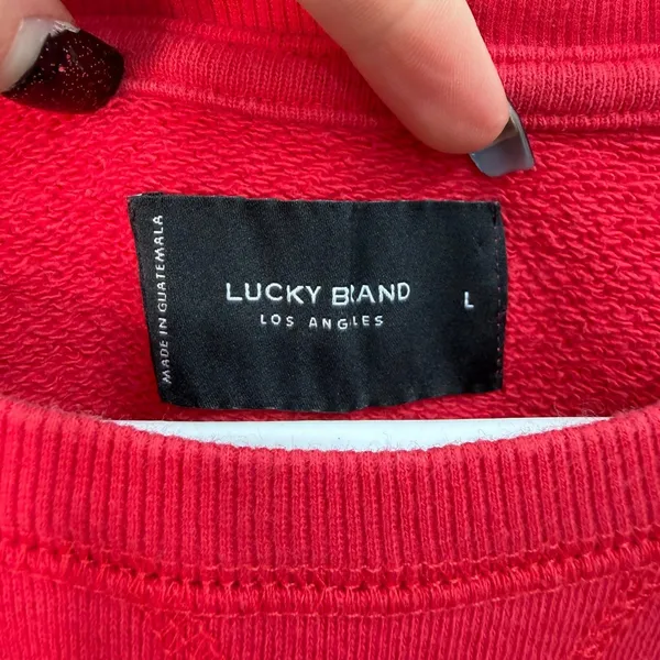 Lucky Brand red embroidered GIRL casual crewneck 100% cotton sweatshirt casual L - Image 4