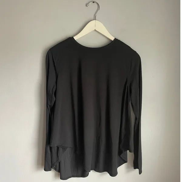 Lululemon Up‎ for Down Time Black Long Sleeve Open Back Top Tee Shirt sz 10 - Image 3