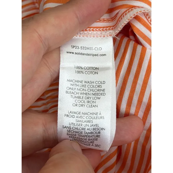 Solid & Striped The Oxford Pant Orange White Ombre Stripe Cotton XL NEW - Image 6