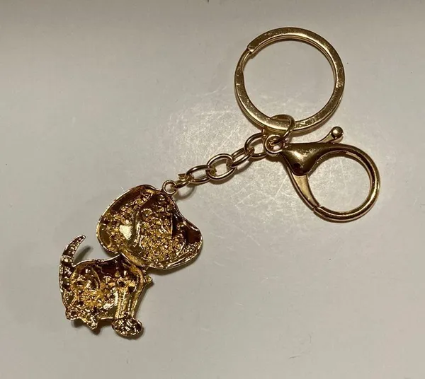 Gold and Black Puppy Keychain/Bag Charm with Crystals New Without Tags - Image 5