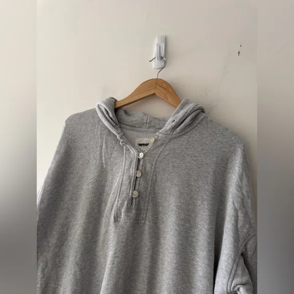 Aerie Gray Cozy Henley‎ Quarter Button Sweatshirt Hoodie - Image 2