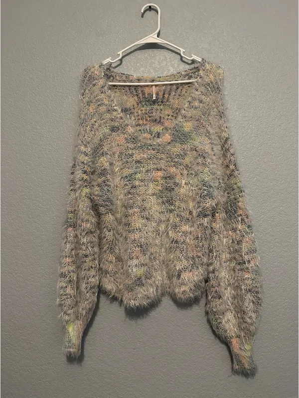 New Free People Gemini Fuzzy Confetti Oversized Sweater - Image 4