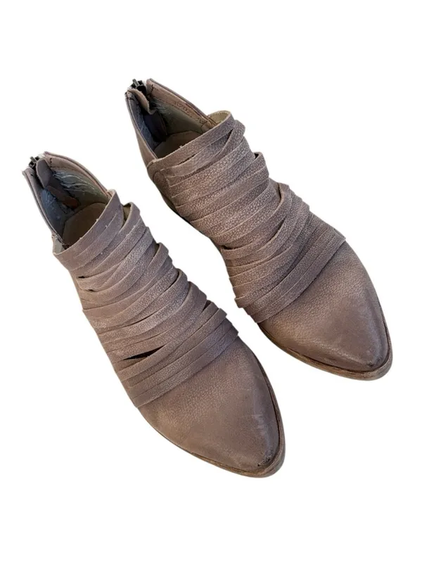 EUC Free People Leather Lost Valley Strappy Booties Size 7.5 - Image 3