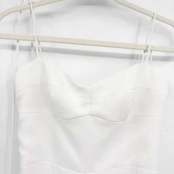 Amanda Uprichard Womens Champagne Satin Trim Bridal Elegant Jumpsuit Size‎ S - Image 4