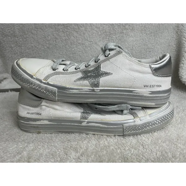 Vintage Havana Alive Glitter Lace Up Womens White Sneakers Size 38 (7-8) - Image 4
