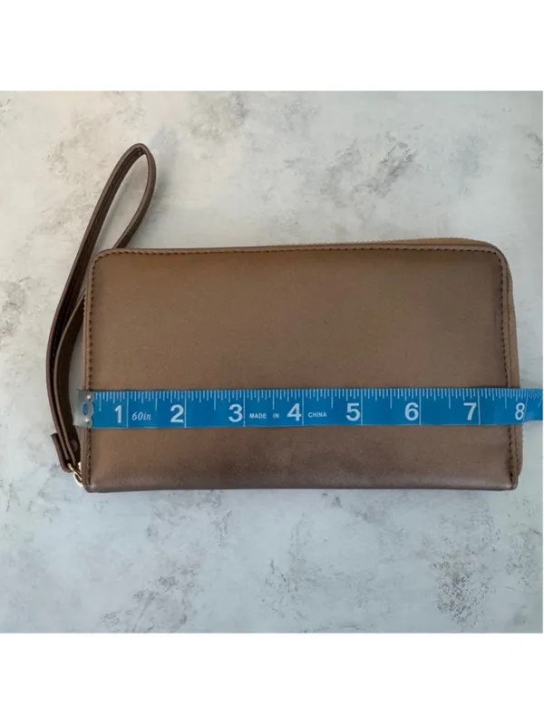 Women's Metallic Bronze Wristlet Wallet with Power Bank & USB Charger - Image 7