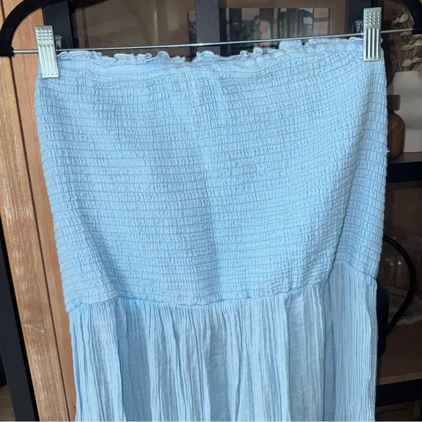 Anthropologie The Marisol Smocked Gauze Maxi Dress Celandine strapless muslin - Image 4