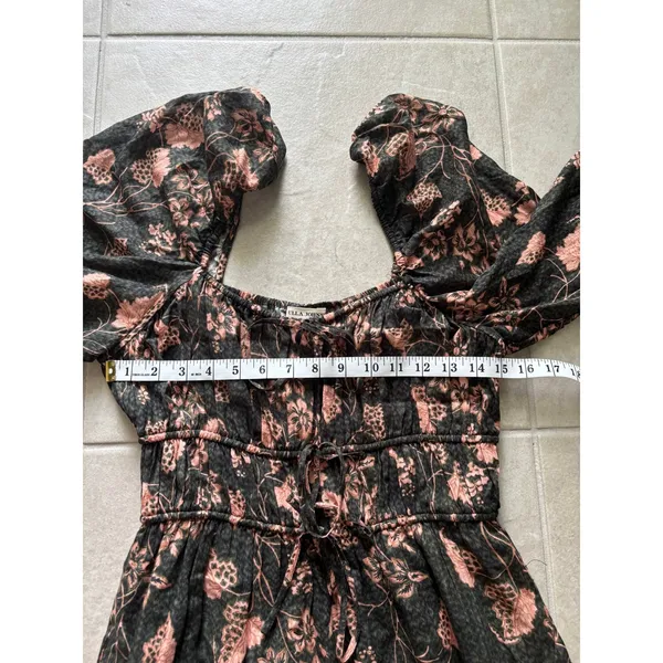 Ulla Johnson Isla Dress Womens 4 Green Floral Tiered Puff‎ Sleeve Boho Prairie - Image 9