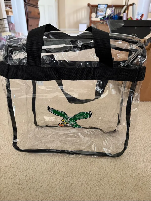 Clear Tote Bag with Green Eagle Patch White - Image 3