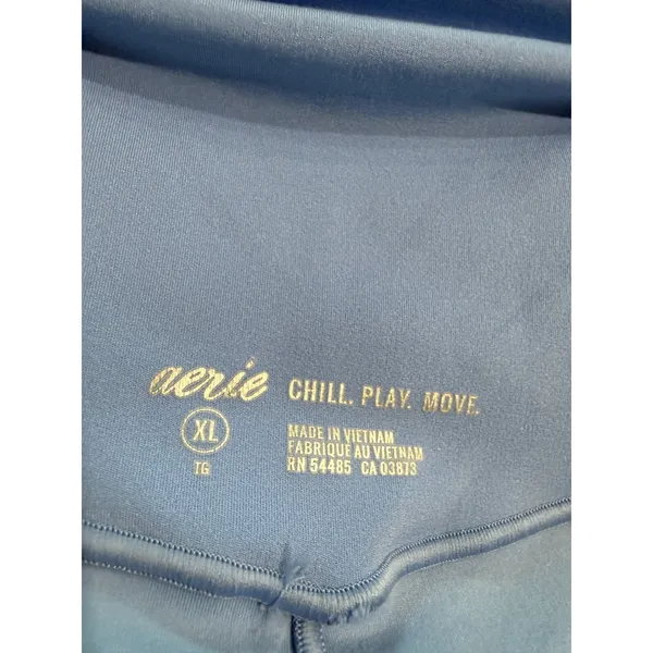 Aerie Chill Play‎ Move Leggings Womens XL Blue Colorblock High Waist Activewear - Image 4