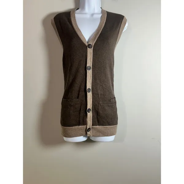Banana Republic Womens Brown Cotton Button Front Cardigan Sweater‎ Vest Small - Image 3