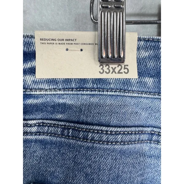 KanCan Women's High Rise Cropped Straight Jeans Raw Hem Denim 33x25 New‎ - Image 4