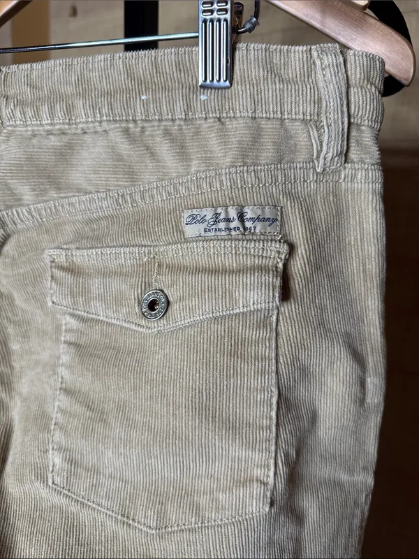 Vintage Polo Jeans Co. Ralph Lauren Beige Corduroy Pants 14 Short Bootcut - Image 6