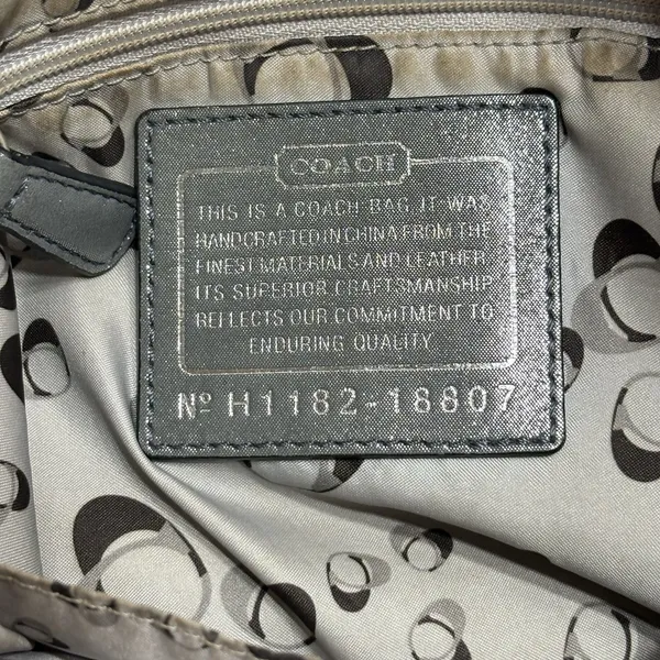 Coach Poppy Metallic Silver Leather Shoulder Bag Purse Logo Vtg Y2K - Image 9