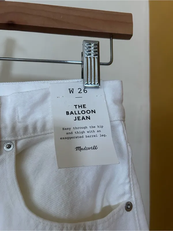Madewell The Balloon Jean White Barrel Leg Jeans Baggy NWT Size 26 (US 2) - Image 4