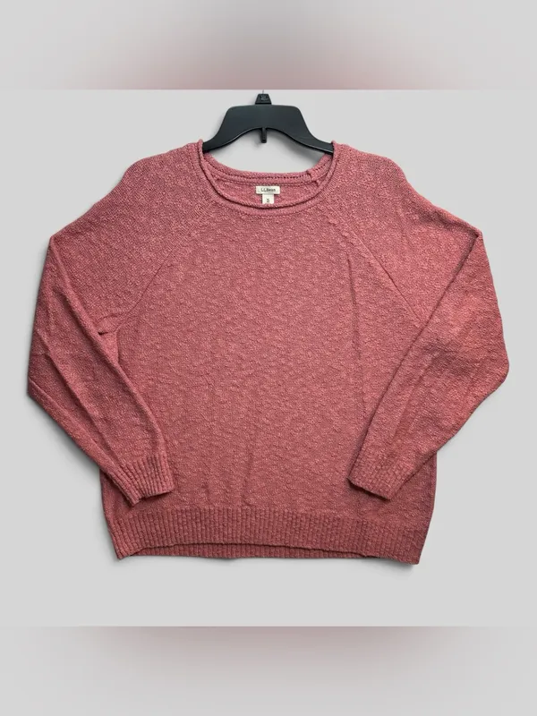 L.L.Bean Women’s XL Pink Cotton Textured Knit Crewneck Sweater Pullover - Image 3
