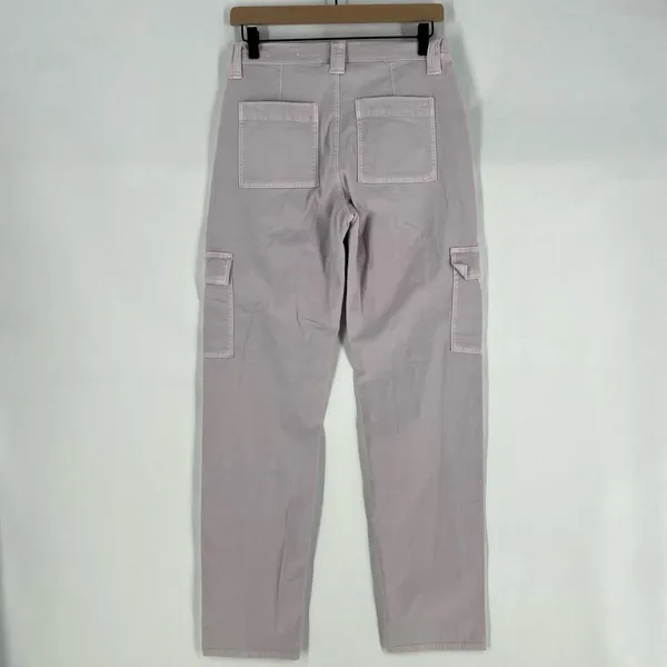 American Eagle Stretch Cargo Straight Pant Lilac Ice‎ High Rise Utility 4 Long - Image 8