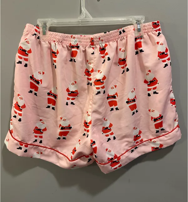 Mud Pie Christmas Holiday Santa Claus Piped Pajama Shorts - Image 6