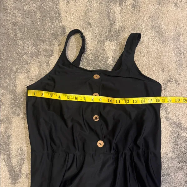 Women’s Black Button-Front Romper Swimsuit - Image 7