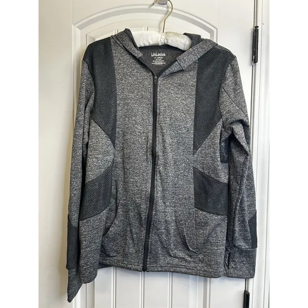Litletics Gray Full Zip Women’s Hooded Performance Jacket XL Stretch Athleisure - Image 11