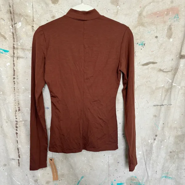 Reformation Bailey Long Sleeve Knit Top in Chestnut Brown - Image 6