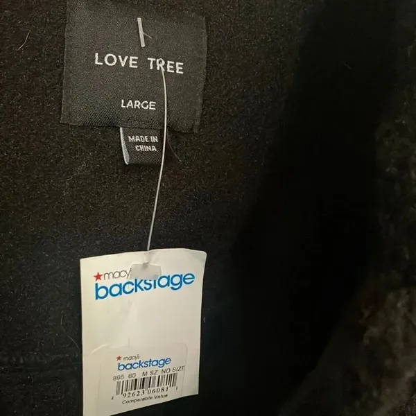 Love Tree Black Snap Closure Collared Shacket Semi Crop Size Large #400 - Image 4