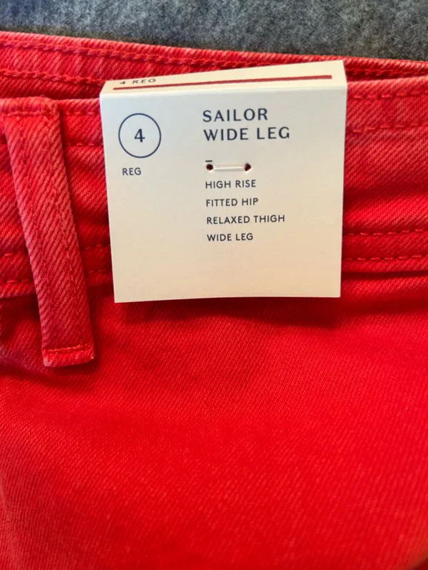 Universal Threads Bright Coral wide leg sailor denim dark wash - Image 4